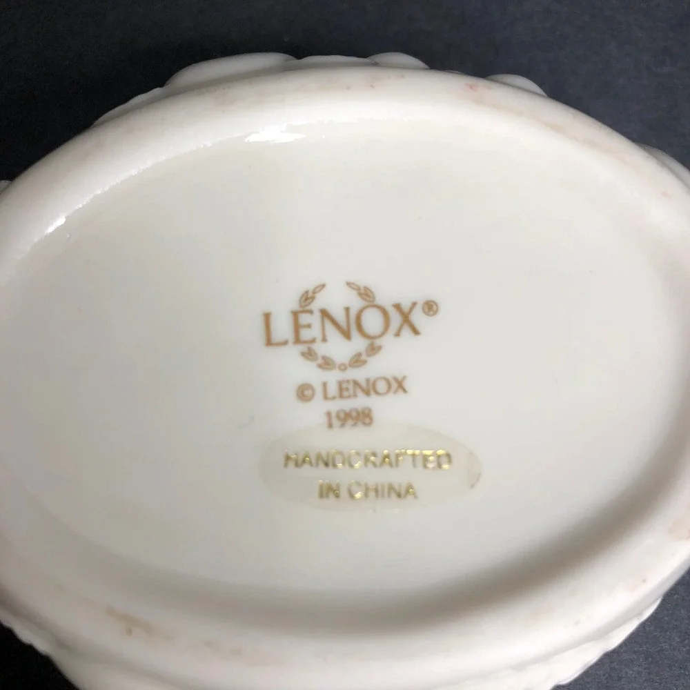 2 LENOX Fruits of Life Small Oval Boxes with Lids Porcelain 1998 Trinket Dish